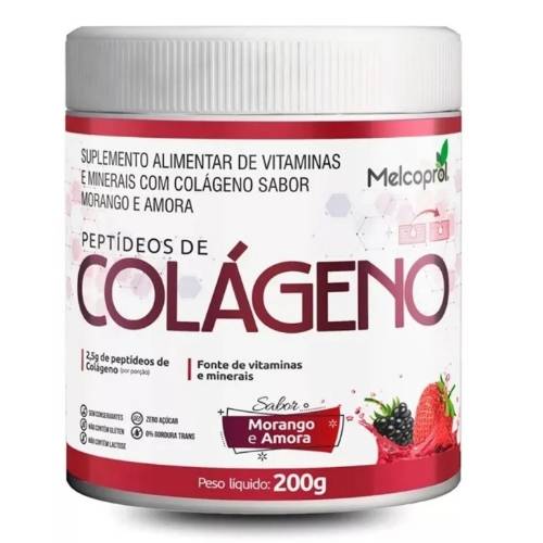 Peptídeos de colágeno Sabor morango e amora 200g Melcoprol