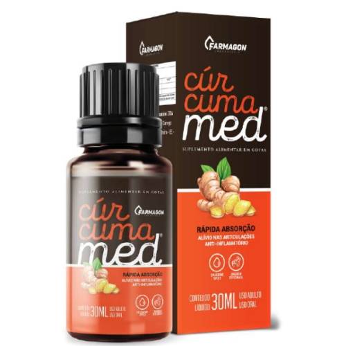 Cúrcumamed - suplemento alimentar com colágeno tipo 2 e zingiber officinale. 30ml. Farmagon.