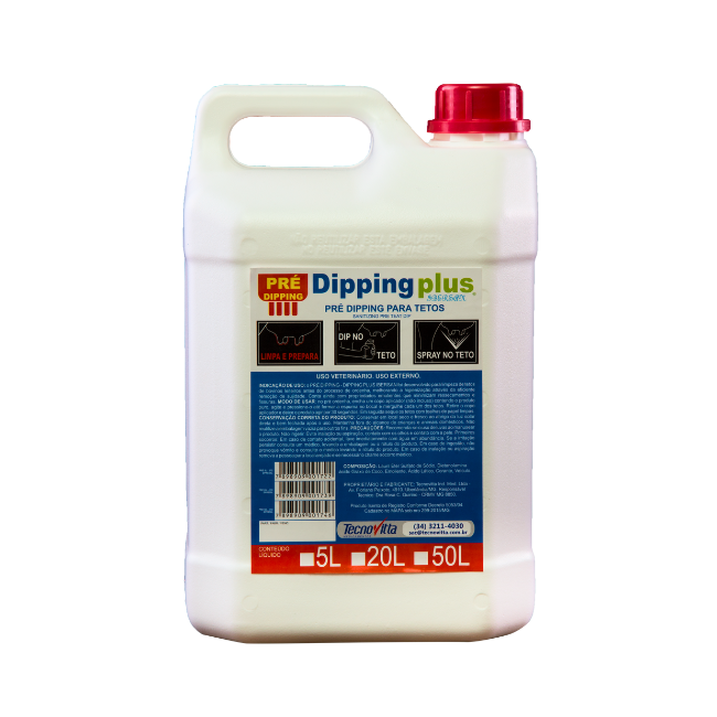 Pré-Dipping espuma à base de ácido lático para higienização dos tetos antes da ordenha. Com alto poder de higienização e hidratação dos tetos, previne fissuras, rachaduras, ressecamento e controla a mastite contagiosa.