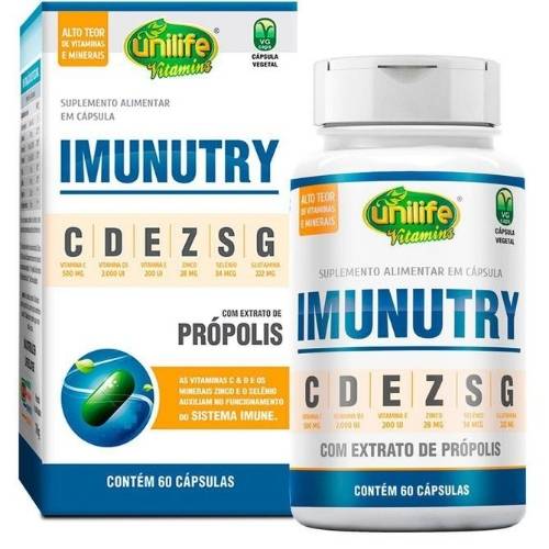 IMUNUTRY Suplemento vitamínico com extrato de própolis 60 cápsulas Unilife Vitaminas