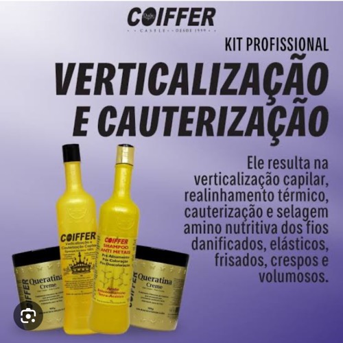 O Kit Verticalização e Cauterização Capilar  é mais um produto da Dalie Coiffer  para vocês cuidarem dos cabelos e ficar ainda mais lindos.
Resultando verticalização capilar, realinhamento térmico, cauterização e selagem amino nutritiva dos fios danificados, elásticos, frisados, crespos e volumosos.
Com esse kit você tem, cabelos com brilho intenso, cauterização, selados, revitalizados, reestruturados, macios, alinhados e lisos.
Kit Verticalização e Cauterização Capilar
->Para cabelos: Danificados, Elásticos, Frisados, Crespos e Volumosos.
->Proporciona: Cabelos Alinhados, Lisos, Brilho Intenso, Cauterização, Selados, Revitalizados, Reestruturados e Macios.
COMPOSIÇÃO
Glyoxyloyl keratin amino acids (molécula inovadora)amidas ácidas sintetizadas nos laboratórios coiffer.