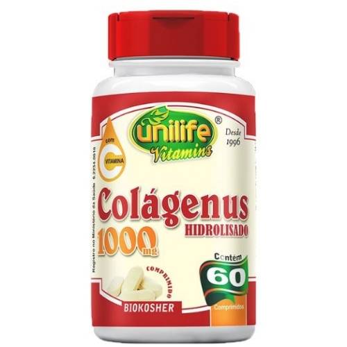 Colágenus hidrolisado 1000mg com vitamina C 60 comprimidos Unilife Vitamins