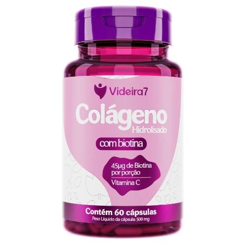 Colágeno hidrolisado com biotina e vitamina C 60 cápsulas Videira 7