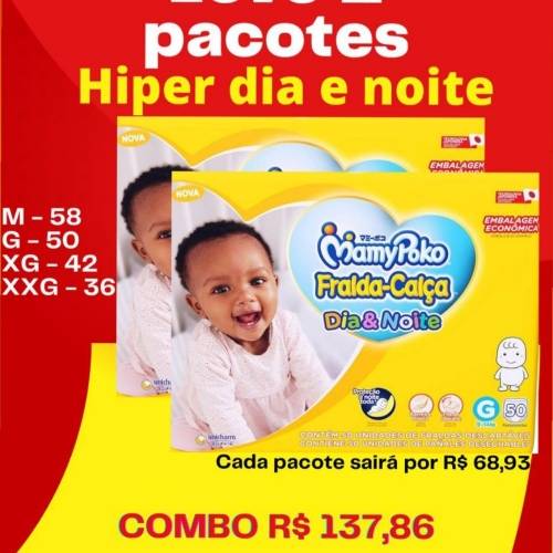 Leve 2 pacotes de fraldas Mamypoko hiper por R$ 137.86..Promocao válida enquanto durar o estoque!