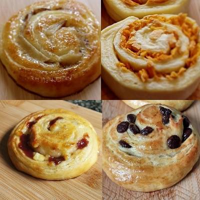 Caracol de massa brioche ligeiramente doce e com toque cítrico. Com os seguintes recheios:
- Maçã e Canela
- Tucumã (produto sazonal)
- Romeu e Julieta (goiabada e queijo coalho)
- Chocolate